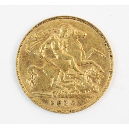 109 - An Edwardian half sovereign, dated 1910, weight 4.0gms