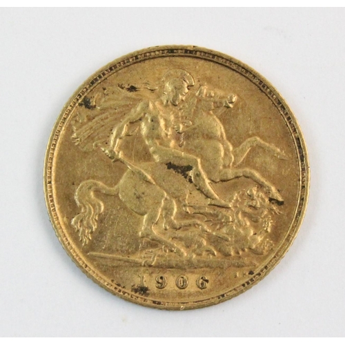 110 - An Edwardian half sovereign, dated 1906, weight 4.0gms