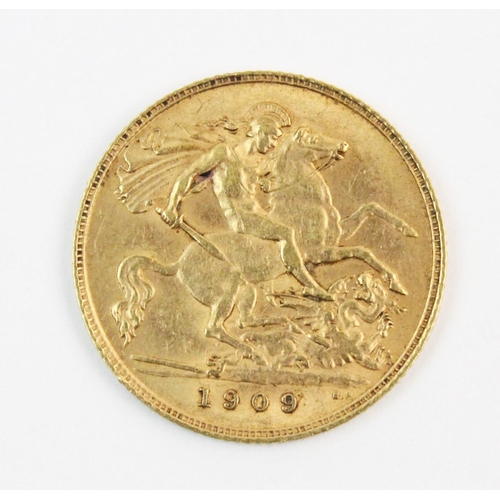 114 - An Edwardian half sovereign, dated 1909, weight 4.0gms