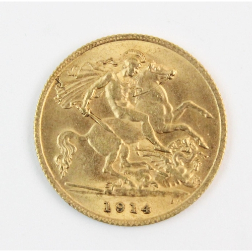 115 - A George V half sovereign, dated 1914, weight 4.0gms