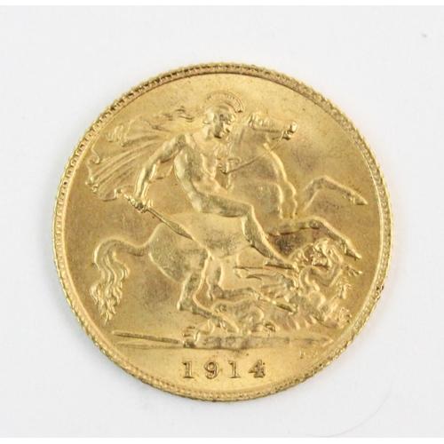 116 - A George V half sovereign, dated 1914, weight 4.0gms