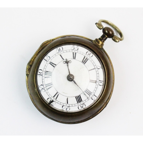 129 - A George III pair cased open face gilt pocket watch by Benjamin Wood, London, the white enamel dial ... 