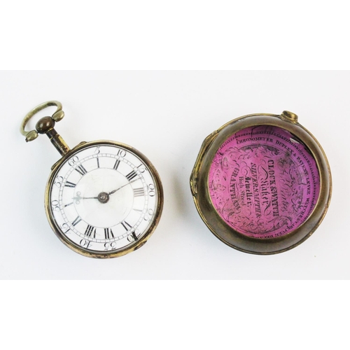 129 - A George III pair cased open face gilt pocket watch by Benjamin Wood, London, the white enamel dial ... 