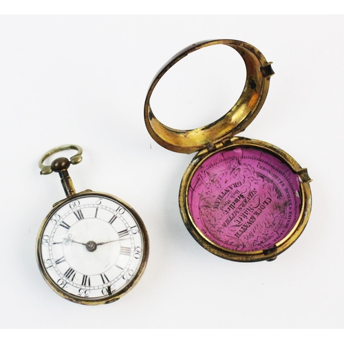 129 - A George III pair cased open face gilt pocket watch by Benjamin Wood, London, the white enamel dial ... 