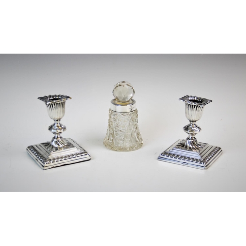 14 - A pair of Victorian silver mounted candlesticks, William Hutton & Sons Ltd, London 1895, each with r... 