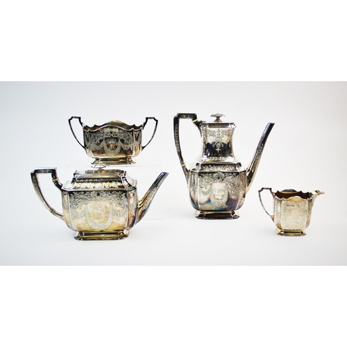 15 - A Victorian four piece tea and coffee service, Aitken Brothers, Sheffield 1895-96, comprising; a cof... 