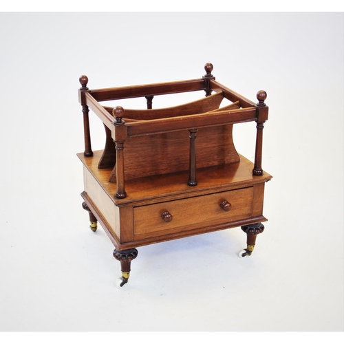 858 - A Victorian mahogany Canterbury, with four spherical finials above a top rail, raised upon slender r... 