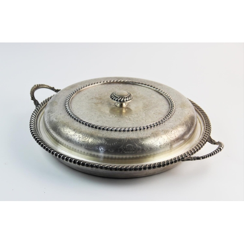 86 - A 20th century silver plated hors d'oeuvres dish and cover, Garrards & Co Ltd, the twin handed dish ... 