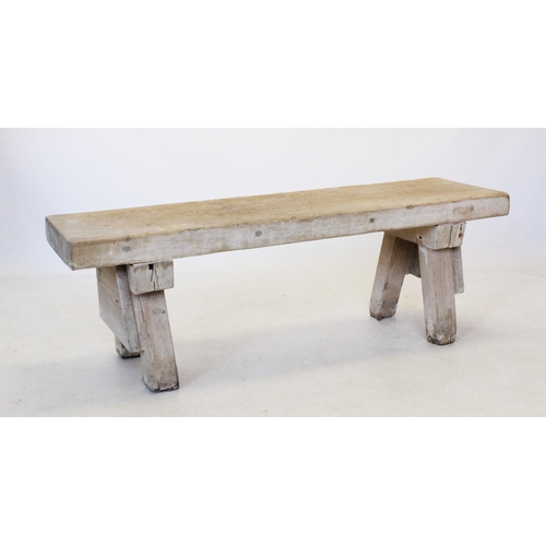 884 - A 19th century slab top pig bench, the rectangular top on four angled legs of square section, 46cm H... 