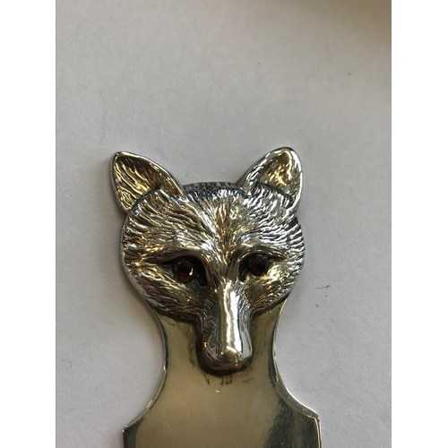 38 - An Edwardian silver bookmark, Sampson Mordan & Co Ltd, Chester 1909, designed with a fox mask, eyes ... 