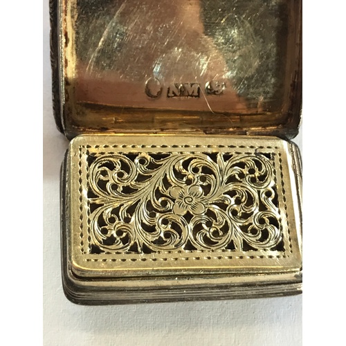 69 - A William IV silver viniagrette, Nathaniel Mills, Birmingham 1835, of rectangular form, with floral ... 