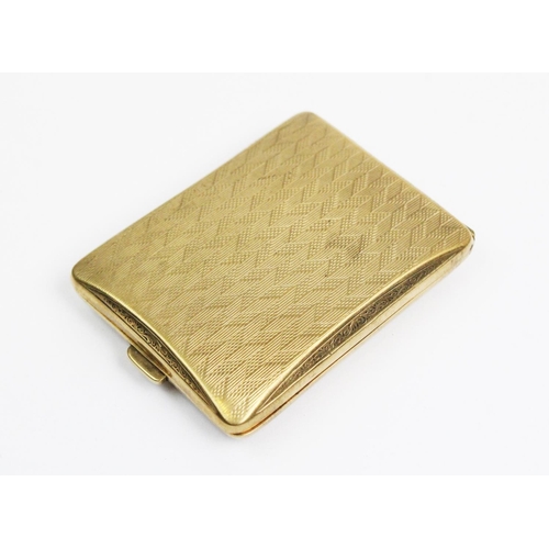 12 - A 9ct gold vesta case, S Blanckensee & Son Ltd Birmingham 1927, of rectangular form with engine ture... 