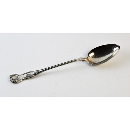 129 - An American white metal Kings pattern basting spoon, stamped 'M.W Galt & Bro', monogrammed 'AM', 33c... 