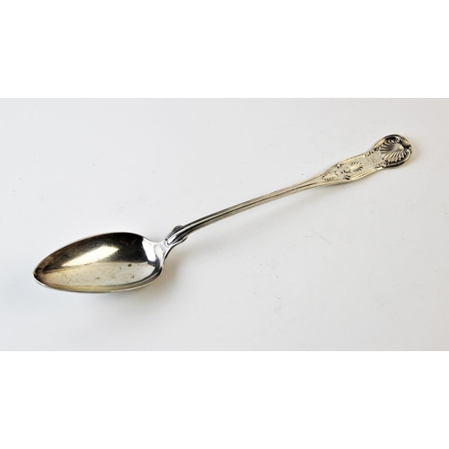 129 - An American white metal Kings pattern basting spoon, stamped 'M.W Galt & Bro', monogrammed 'AM', 33c... 