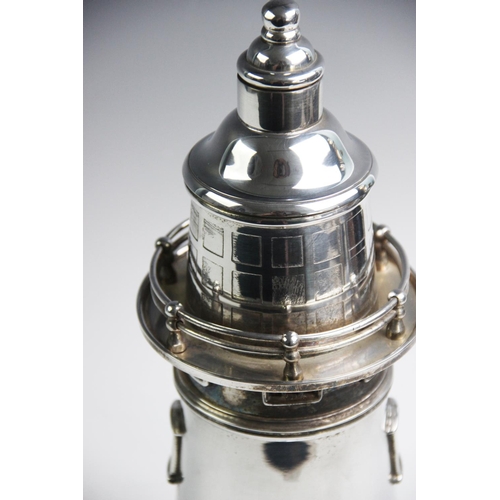 140 - A 20th century American silver plated lighthouse cocktail shaker, bearing mark for E.G. Webster, the... 