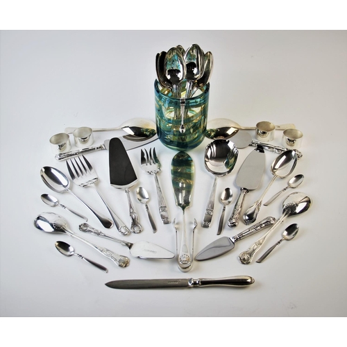 147 - A collection of silver plated cutlery, to include Kings, Old English, Albion and fiddle pattern and ... 