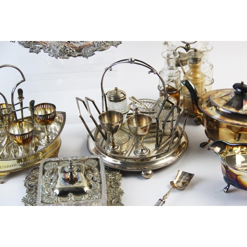 150 - A selection of silver plated wares, to include; a Victorian breakfast stand, John Gilbert & Sons EPN... 