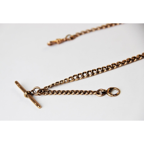 184 - A 9ct gold graduated curb link Albert chain, with T bar and swivel clasp, gross weight 26gms, 39cm l... 