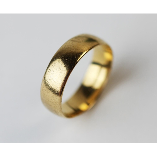 201 - A 9ct yellow gold wedding band, ‘B. Bros’, 6mm wide, gross weight 4.6gms