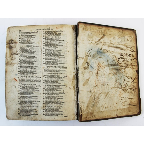 292 - THE HOLY BIBLE, authorised version, probably 18th century, full leather with embossed decoration to ... 