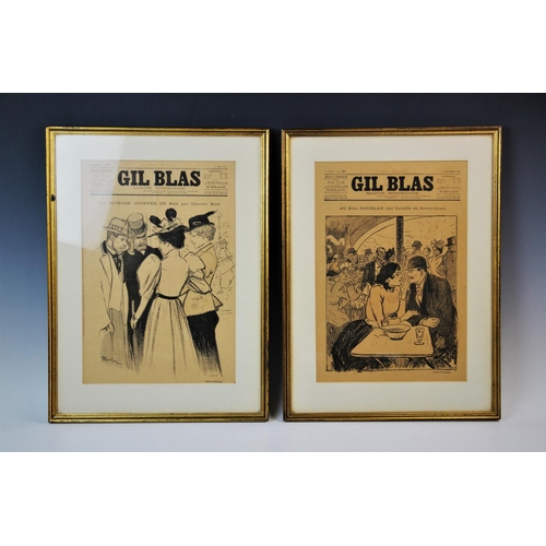 303 - Five French 'GIL BLAS Illustrated Weekly' newspaper covers, late 19th century, each featuring artwor... 