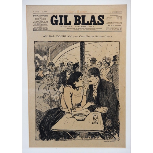 303 - Five French 'GIL BLAS Illustrated Weekly' newspaper covers, late 19th century, each featuring artwor... 