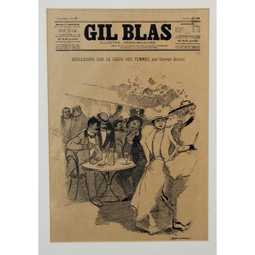 303 - Five French 'GIL BLAS Illustrated Weekly' newspaper covers, late 19th century, each featuring artwor... 