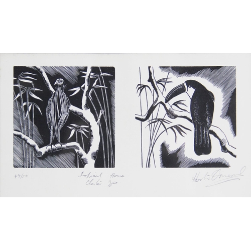 304 - Stanley Horton Ormerod (1918-1983),  
Four limited edition woodcut prints on paper,  
'Tropical Hous... 