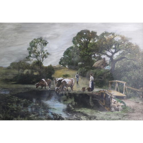 310 - After Henry John Yeend King (1855-1924),  
Over-painted print on board,  
'The Farm Ford',  
Printed... 