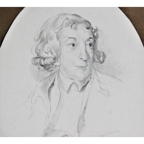 313 - English school (19th century),  
Pencil on paper,  
Portrait sketch of a young man, possibly Benjami... 