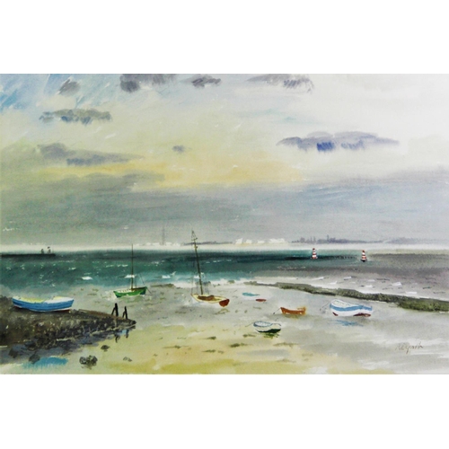 314 - Vivien Pitchforth R.A., A.R.W.S. (1895-1982),  
Watercolour on paper,  
Harbour scene,  
Signed lowe... 