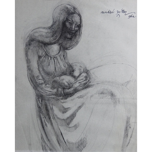 320 - Michael Ayrton (1921-1975),  
Pen and ink on paper,  
A mother and child,  
Signed top right and dat... 