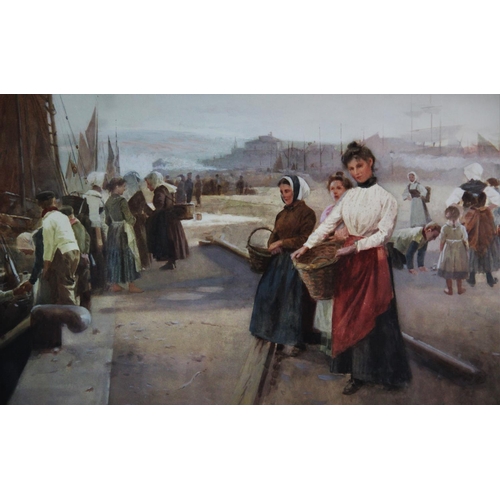 331 - Alexander Mark Rossi (1840-1916),  
Watercolour on paper,  
Harbour scene with ladies, fishermen and... 