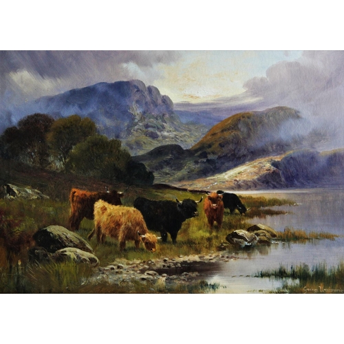 347 - George Wainwright (English school late 19th/early 20th century),  
Oil on canvas,  
Highland cattle ... 