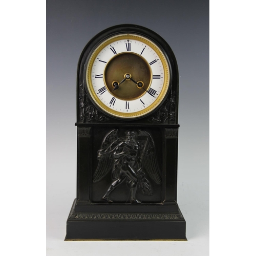 361 - A mid 19th century French slate mantel clock, stamped 'G V Gay Vicarino, Paris', the domed slate cas... 