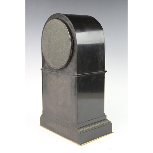 361 - A mid 19th century French slate mantel clock, stamped 'G V Gay Vicarino, Paris', the domed slate cas... 