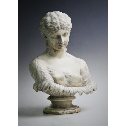 397 - An early 20th century plaster bust, depicting Goddess Clytie, 33cm high