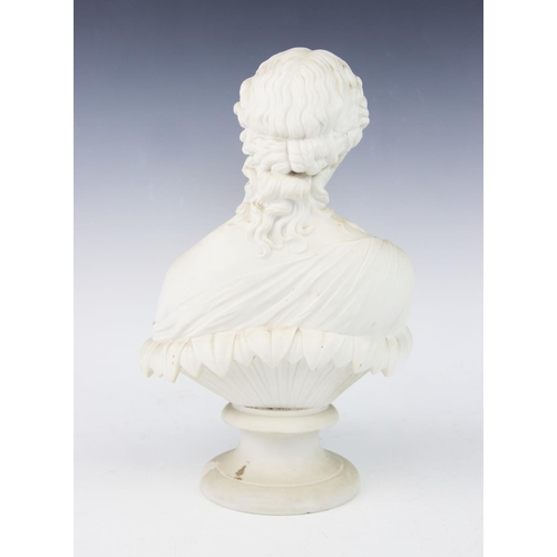 467 - A Parian Ware neoclassical bust of Clytie the water nymph, late 19th century after the Roman origina... 