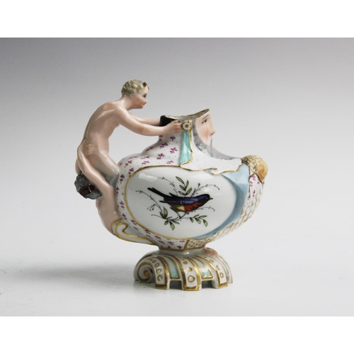 480 - A Meissen Marcolini period teapot, circa 1774-1814, the teapot of squat baluster form with satyr-for... 