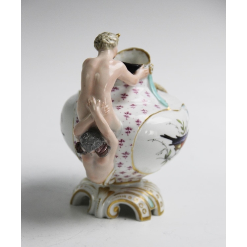 480 - A Meissen Marcolini period teapot, circa 1774-1814, the teapot of squat baluster form with satyr-for... 