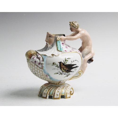 480 - A Meissen Marcolini period teapot, circa 1774-1814, the teapot of squat baluster form with satyr-for... 