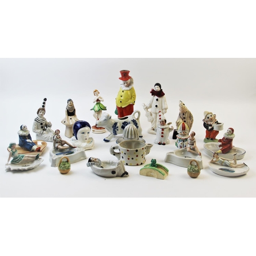 508 - A collection of 20th century and later ceramic clowns, to include, a pair of Pierrot and Columbine f... 