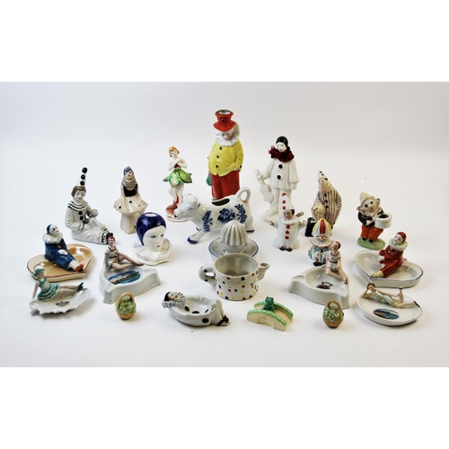 508 - A collection of 20th century and later ceramic clowns, to include, a pair of Pierrot and Columbine f... 