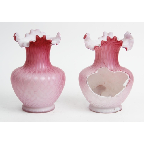 519 - A pair of late 19th/early 20th century glass lustres, of typical form, with recurrent ogee form bord... 