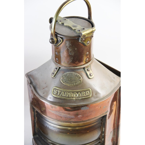 539 - A pair of late 19th/early 20th century port and starboard copper ships lanterns, by W Harvie Glasgow... 