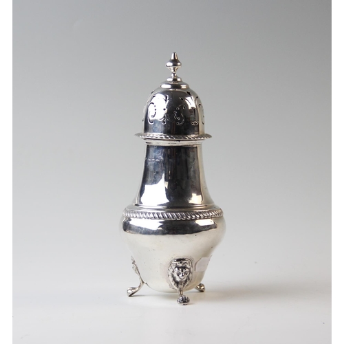 116 - An Edwardian silver sugar caster, Charles Boyton & Sons Ltd, London 1909, in George III baluster sty... 