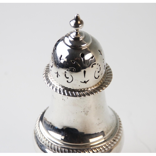 116 - An Edwardian silver sugar caster, Charles Boyton & Sons Ltd, London 1909, in George III baluster sty... 