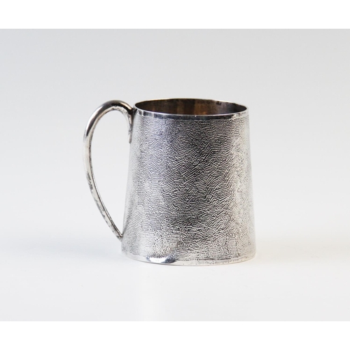 120 - A Chinese silver christening mug, Tackhing, Hong Kong  early 20th century, of tapering cylindrical f... 