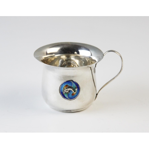 121 - An Arts & Crafts silver and enamelled mug, James Fenton & Co Birmingham 1905, of plain polished flar... 