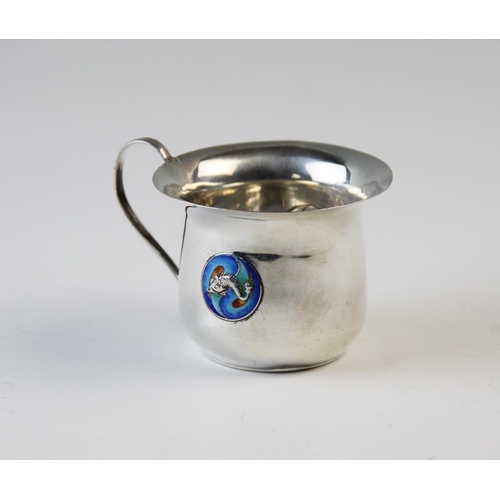 121 - An Arts & Crafts silver and enamelled mug, James Fenton & Co Birmingham 1905, of plain polished flar... 